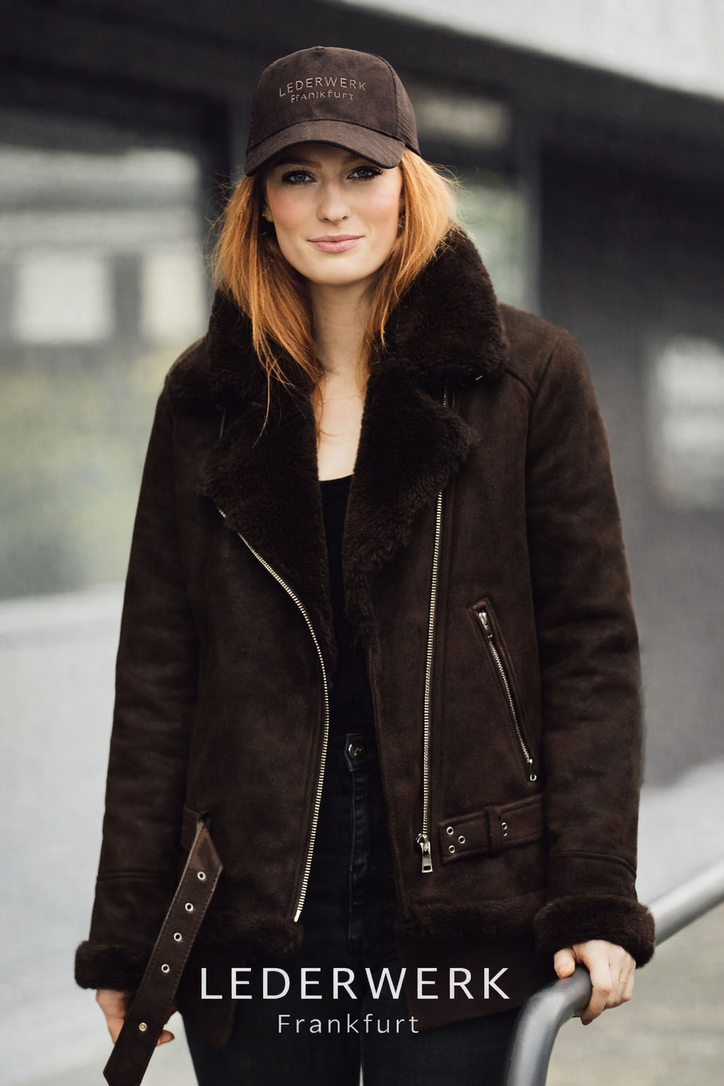 LEDERWERK Lammfelljacke braun